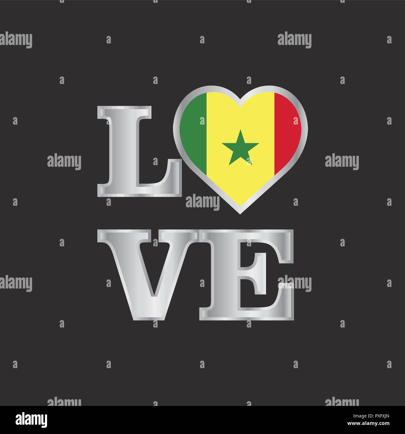 Love typography Senegal flag design vector beautiful lettering Stock ...