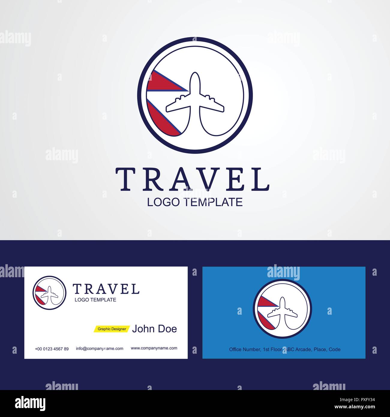 Travel Nepal Creative Circle flag Logo and Business card design Stock