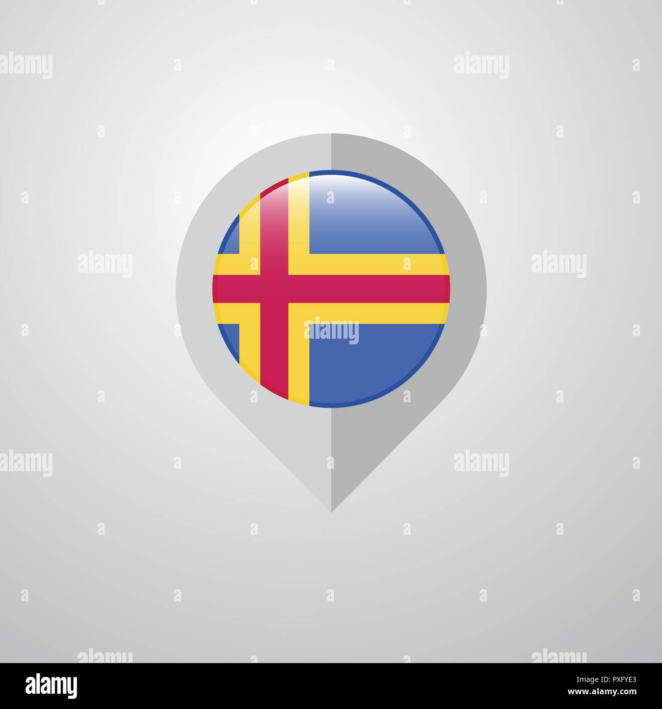 Map Navigation pointer with Aland flag design vector Stock Vector