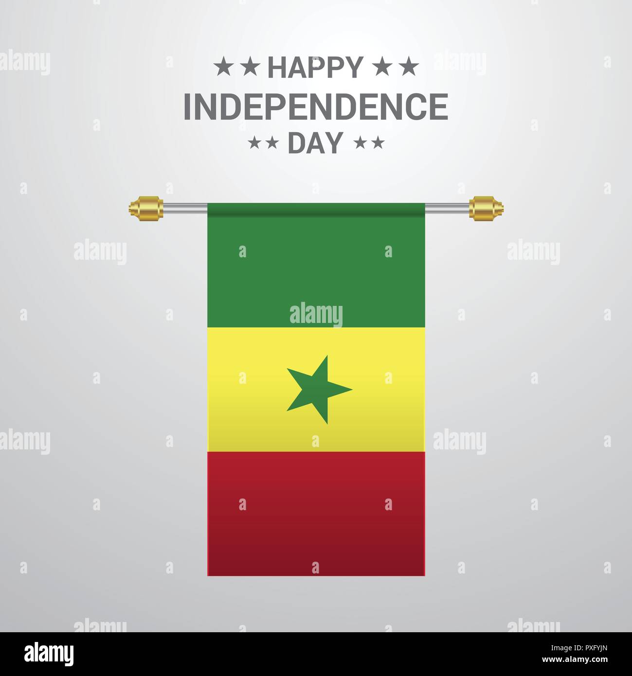 Senegal Independence Day Hanging Flag Background Stock Vector Image