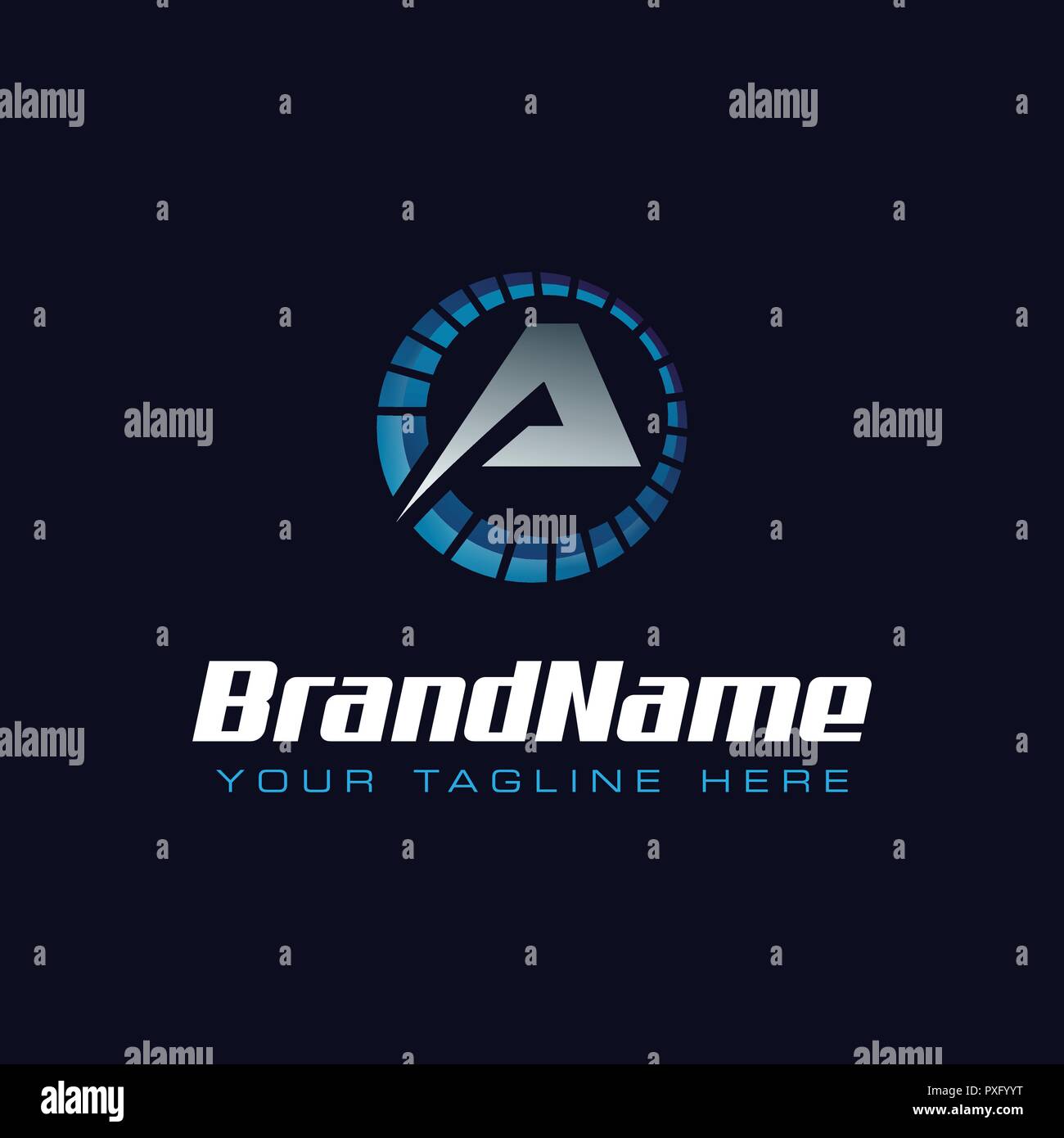 Letter A spedometer logo. Tachometer speed logo Stock Vector