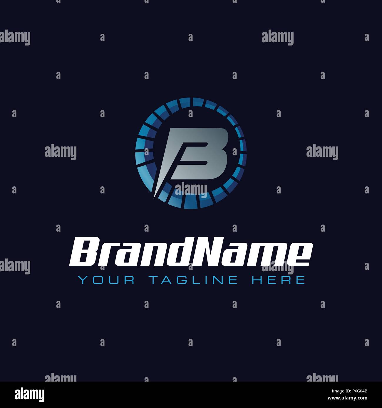 Letter B spedometer logo. Tachometer speed logo Stock Vector