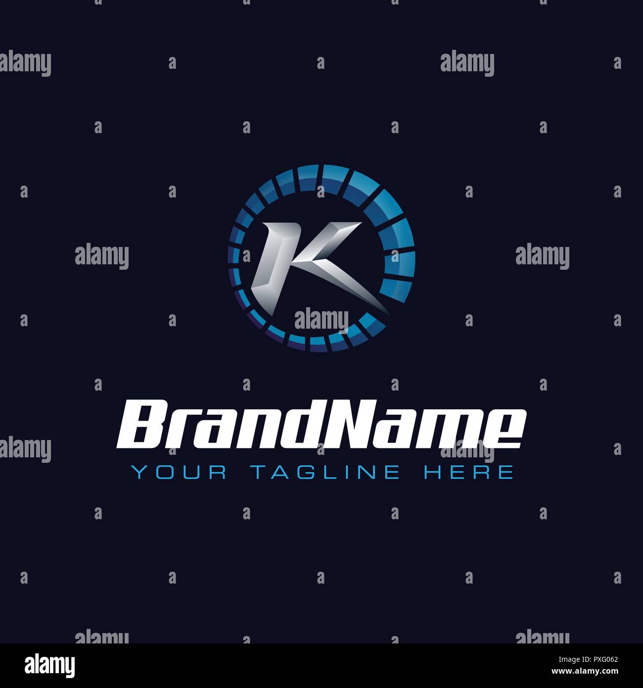 Letter K spedometer logo. Tachometer speed logo Stock Vector