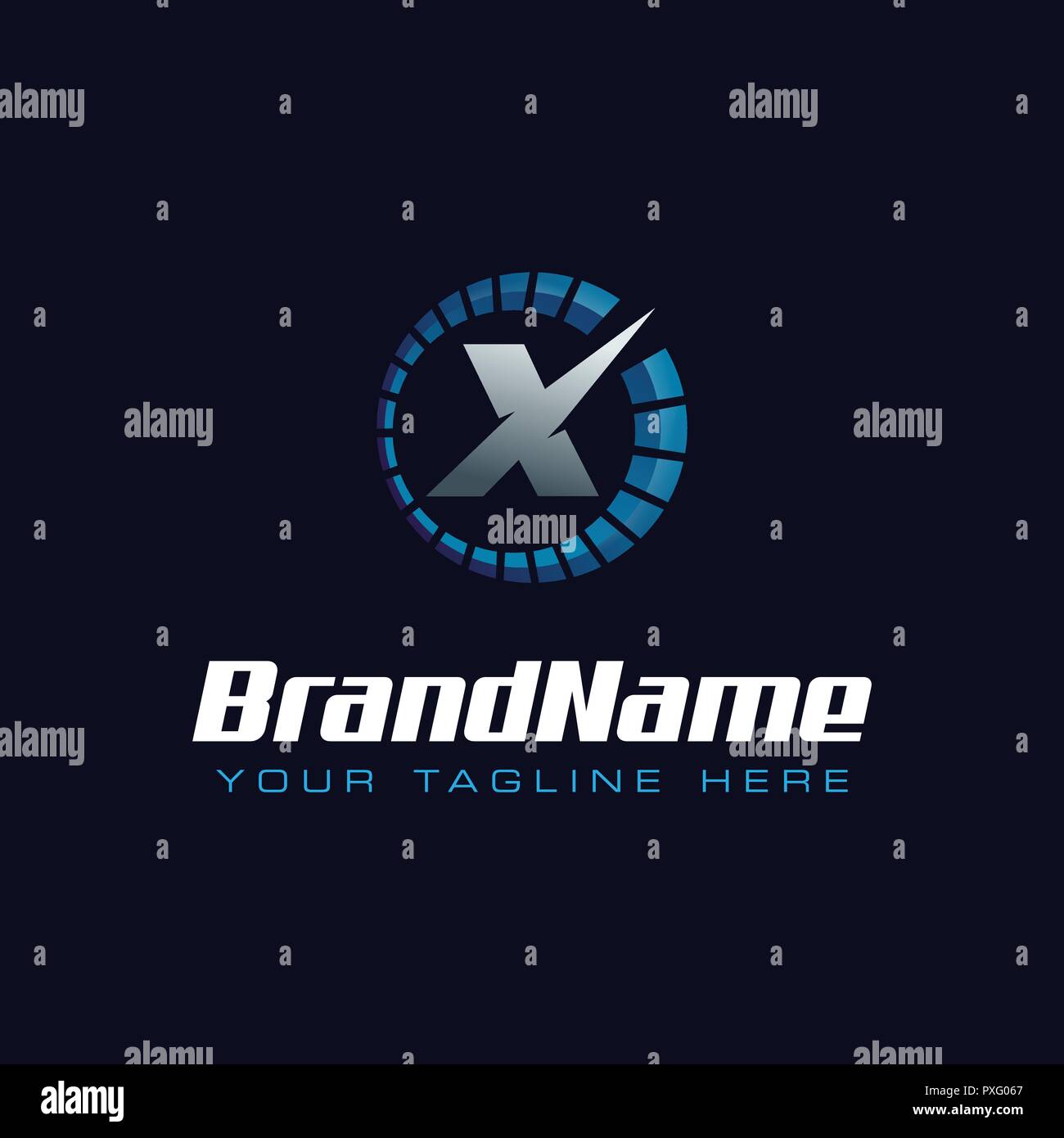 Letter X spedometer logo. Tachometer speed logo Stock Vector