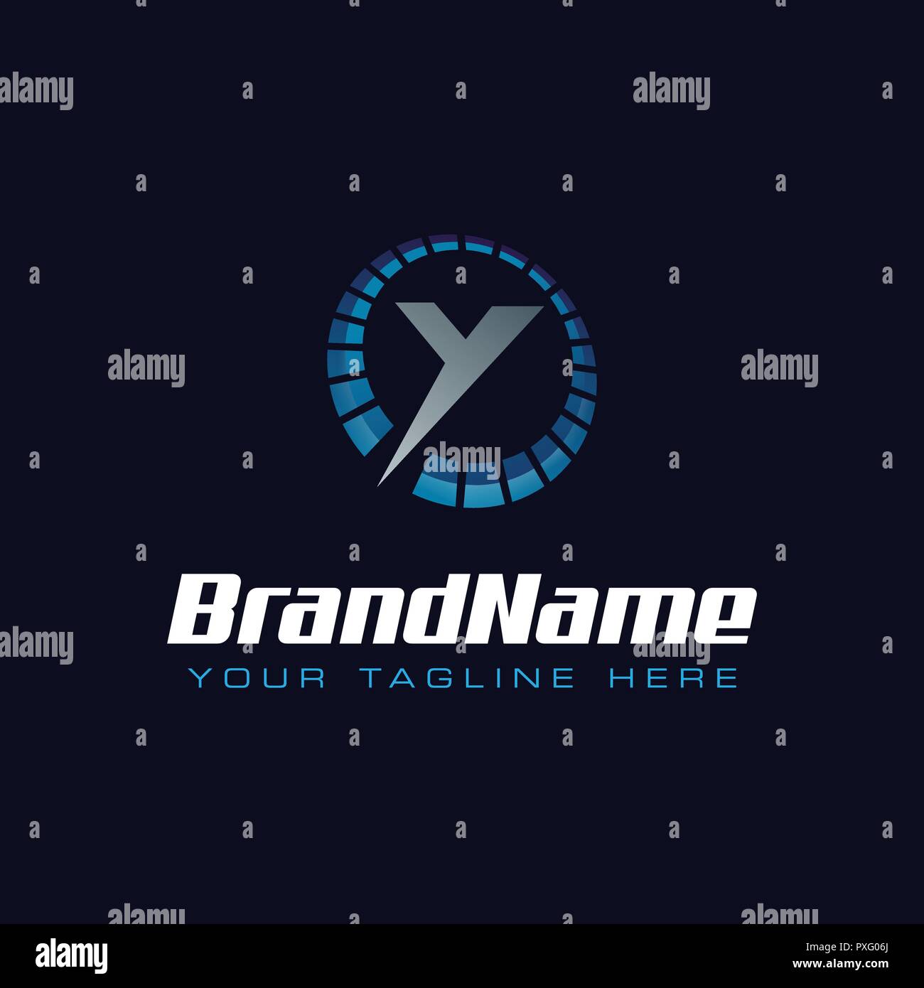 Letter Y spedometer logo. Tachometer speed logo Stock Vector