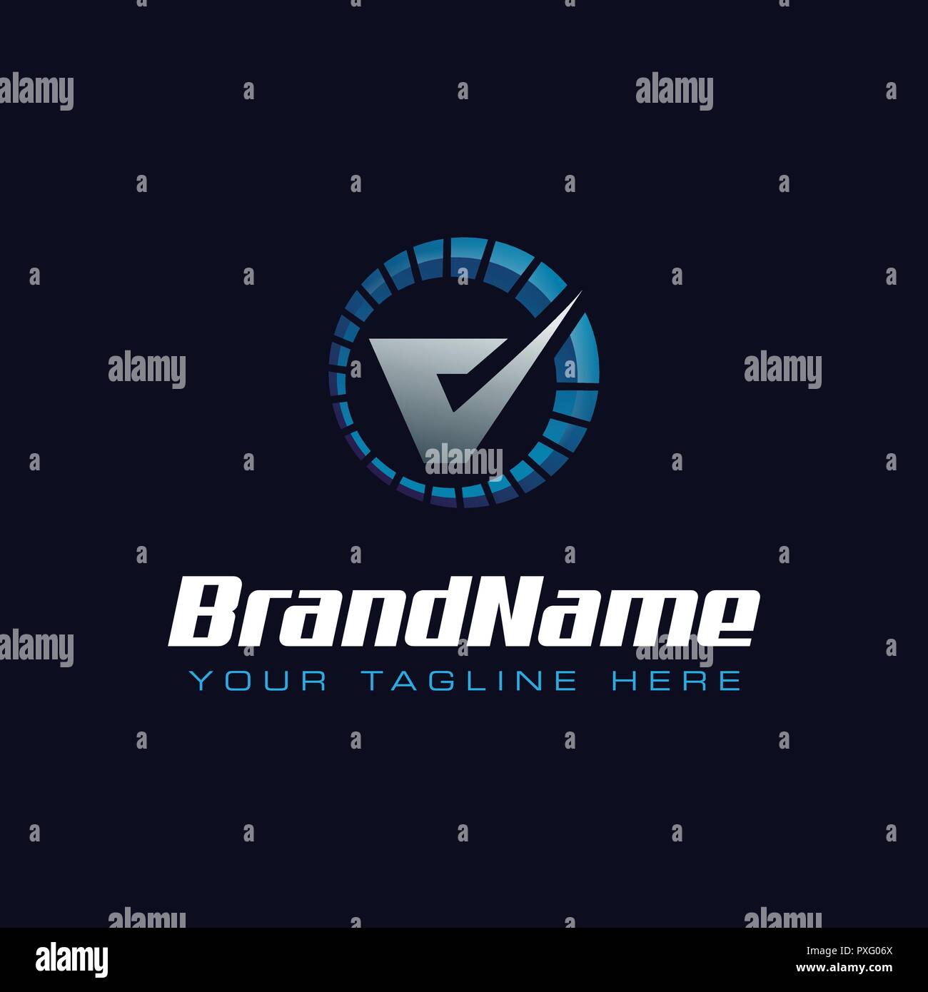 Letter V spedometer logo. Tachometer speed logo Stock Vector
