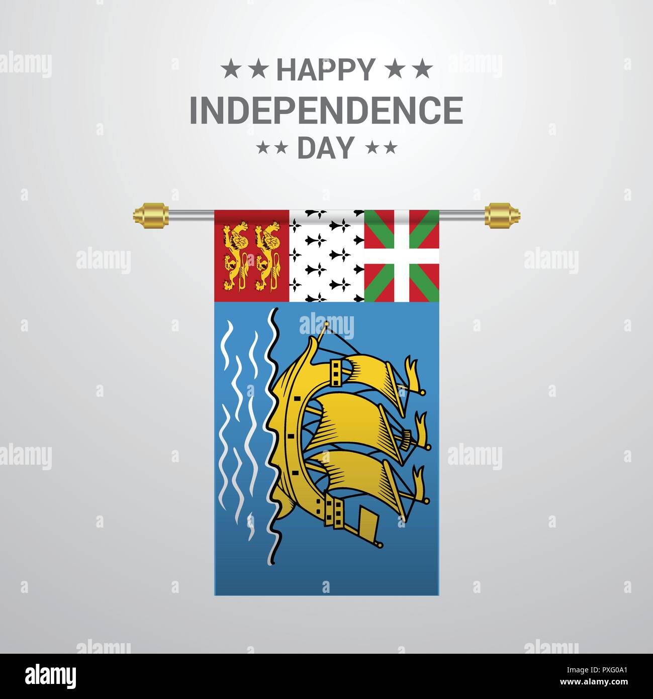 Saint Pierre and Miquelon Independence day hanging flag background