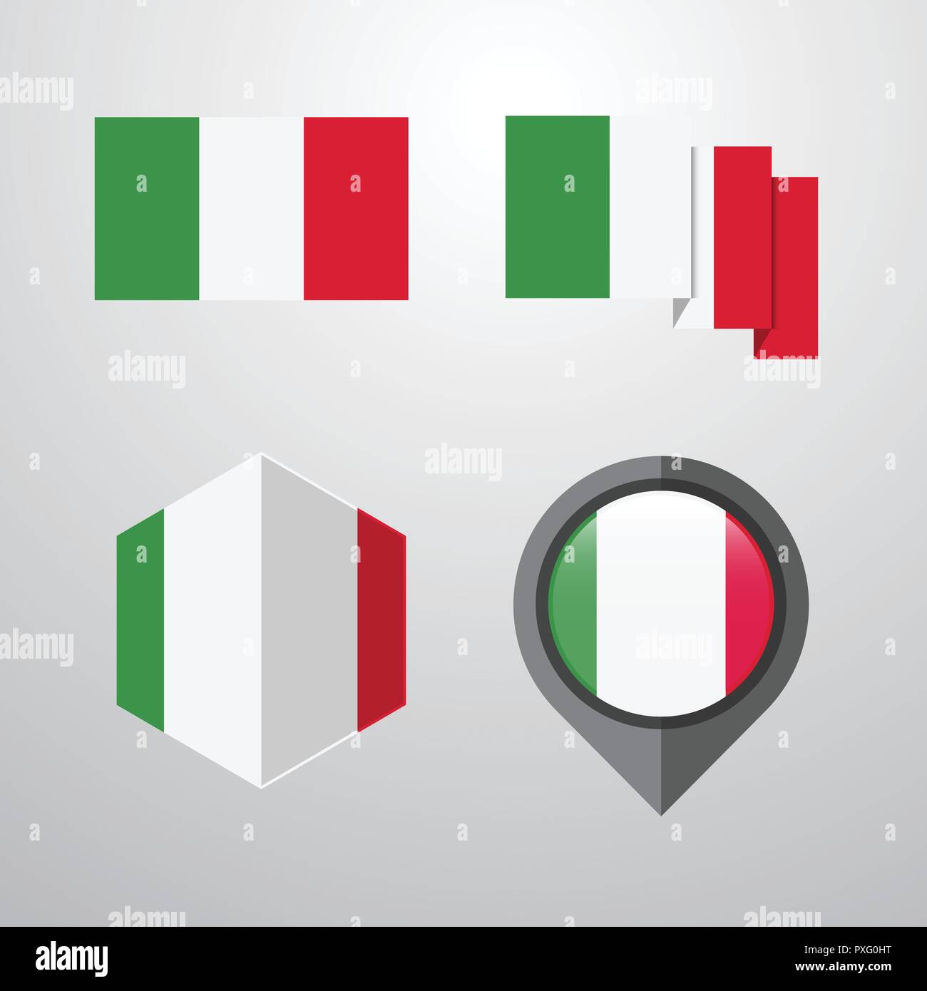 Italy Flag Design Set Vector Stock Vector Art Illustration