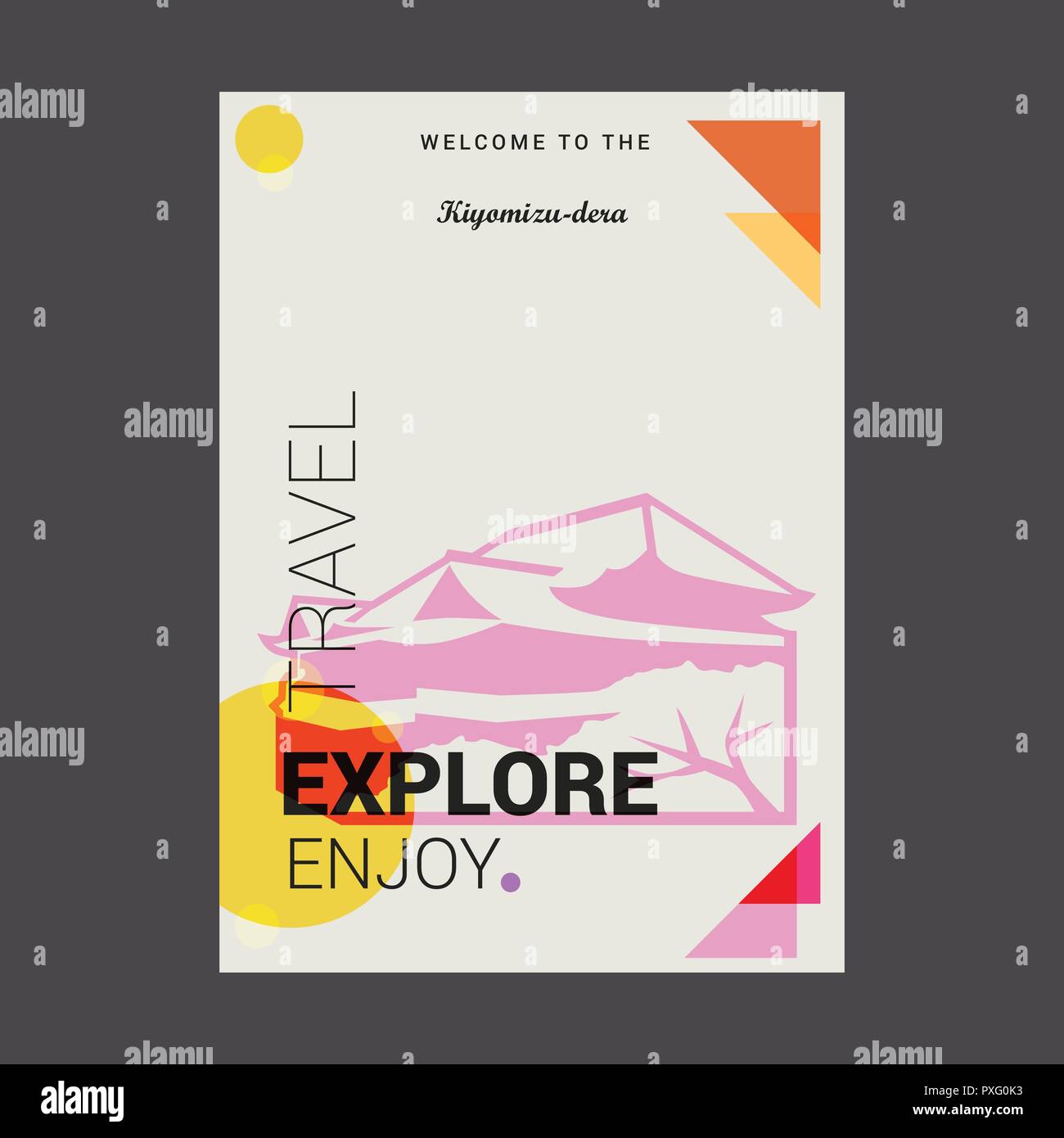 Welcome to The Kiyomizu-dera Kyoto, Japan Explore, Travel Enjoy Poster Template Stock Vector