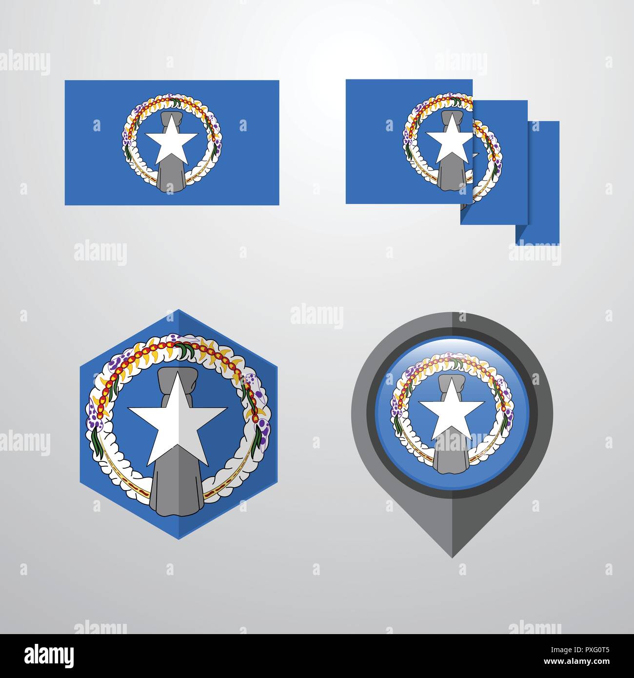 Northern Mariana Islands Flag Design Set Vector Stock Vector Image