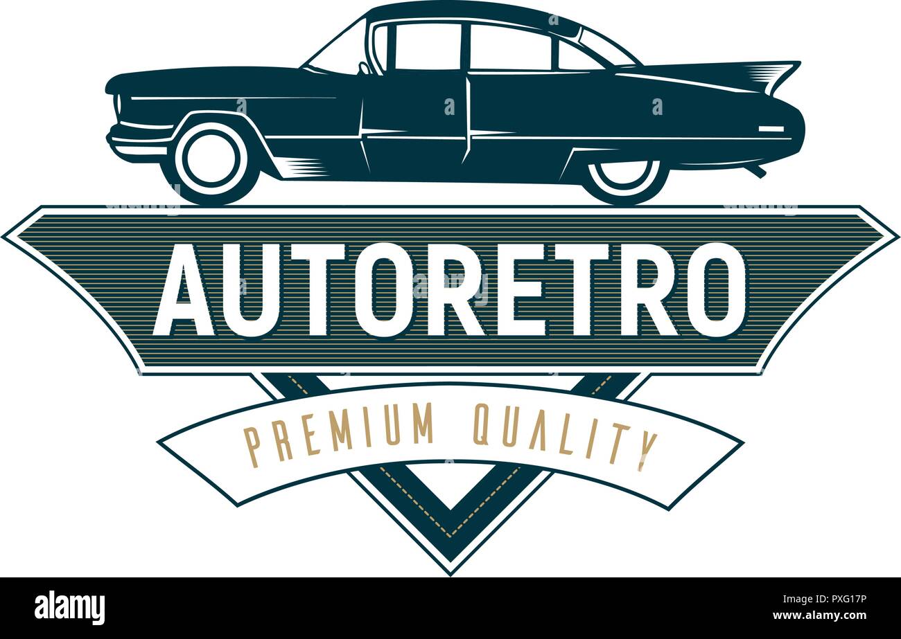 Retro Car Logo Template Design, vintage logo style. Stock Vector