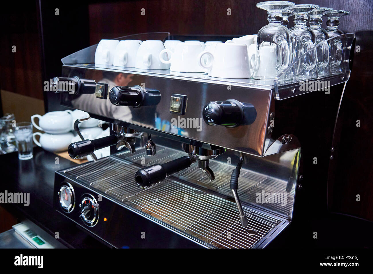 Professional coffee machine.Coffee Shop Cafeteria Restaurant Service  Concept Stock Photo - Alamy