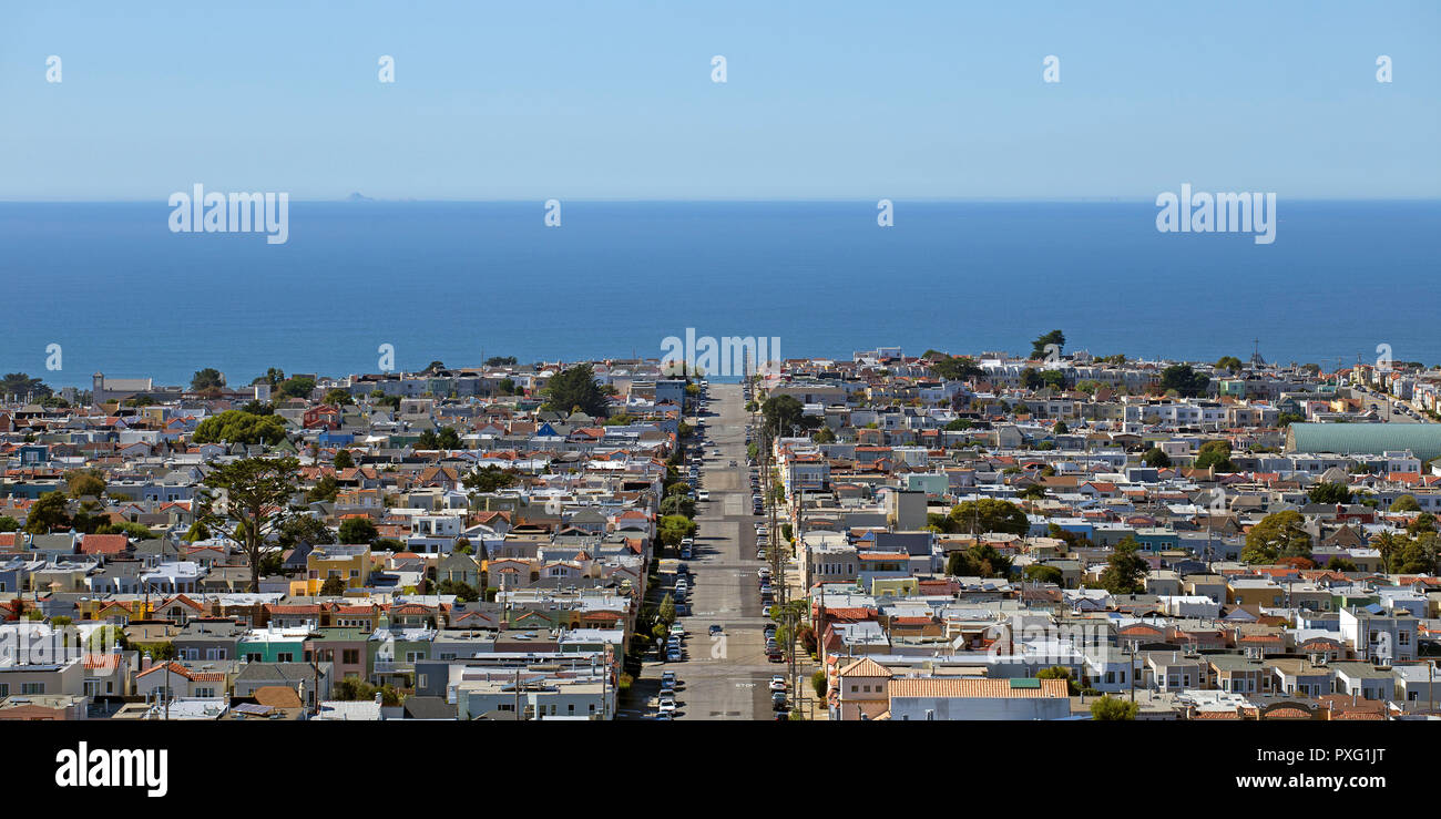 Aerial view of Outer Sunset district in San Francisco, California Stock Photo