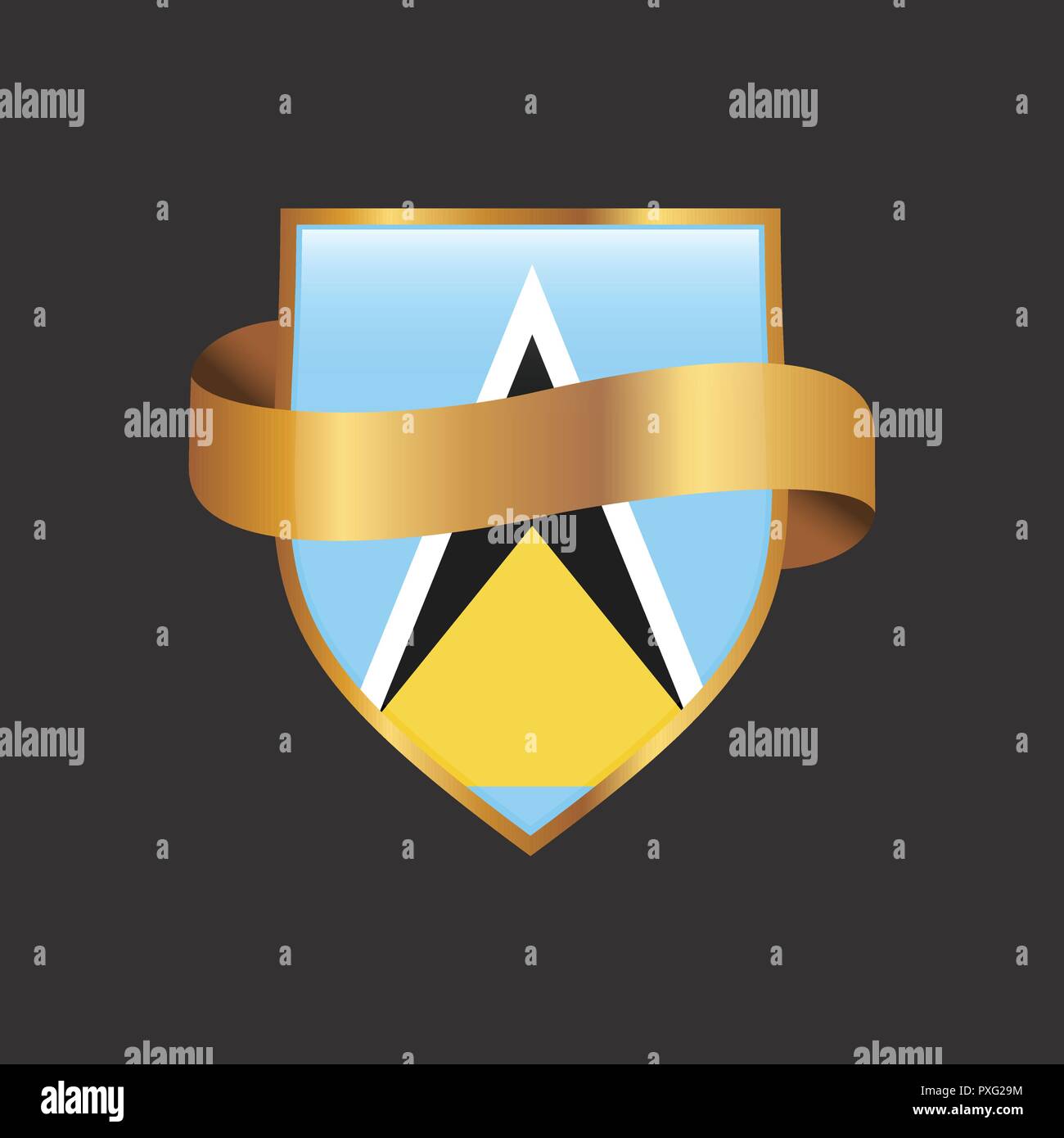 Saint Lucia flag Golden badge design vector Stock Vector