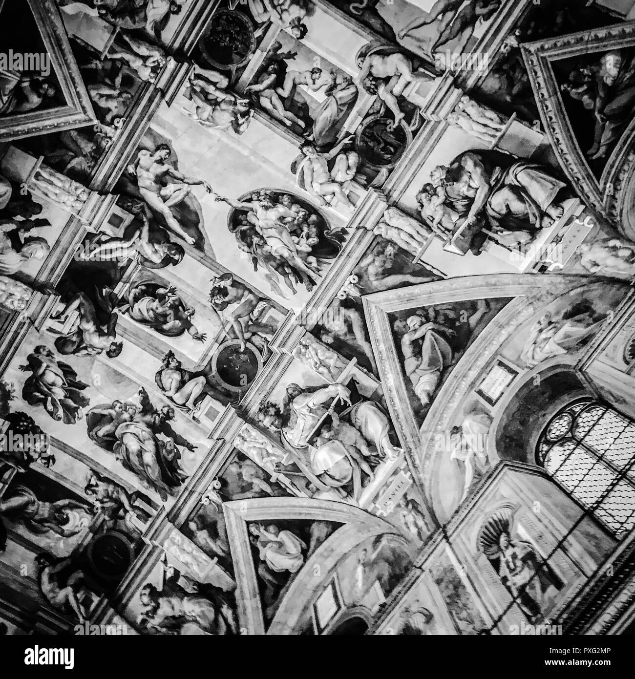 Italy, Vatican, Sistine Chapel, november 27, 2017, Ceiling of the Sistine chapel in the Vatican Museum Stock Photo