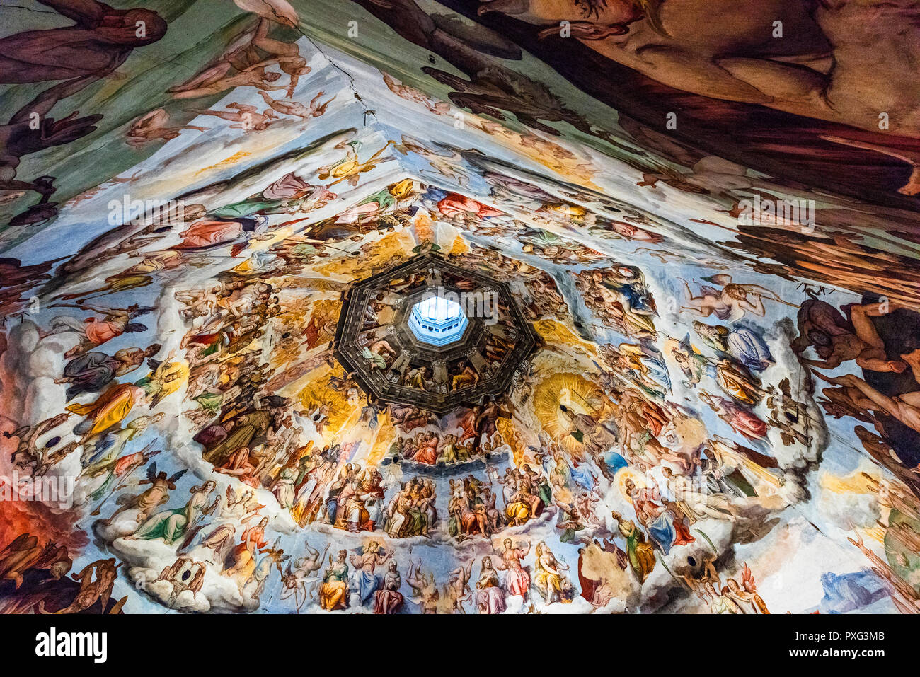 Ceiling detail of Duomo di Firenze Cathedral, Cathedral of Saint Mary of Flower, Florence, Italy, Europe March 08, 2018 Stock Photo