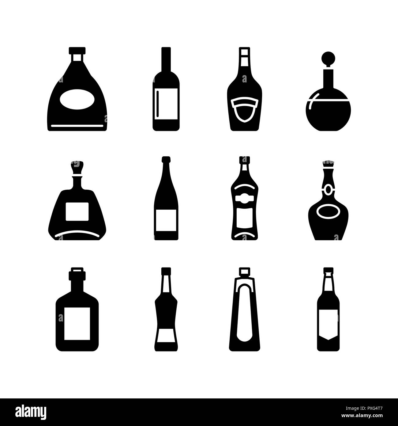 Alcohol bottle icon simple flat style vector illustration Stock Vector