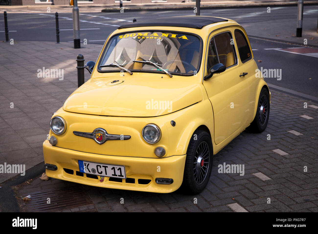 old Fiat Nuova 500 Abarth, Cologne, Germany.  alter Fiat Nuova 500 Abarth, Koeln, Deutschland. Stock Photo