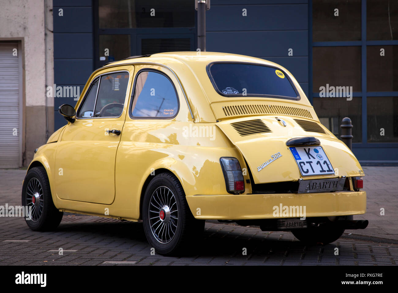 old Fiat Nuova 500 Abarth, Cologne, Germany.  alter Fiat Nuova 500 Abarth, Koeln, Deutschland. Stock Photo