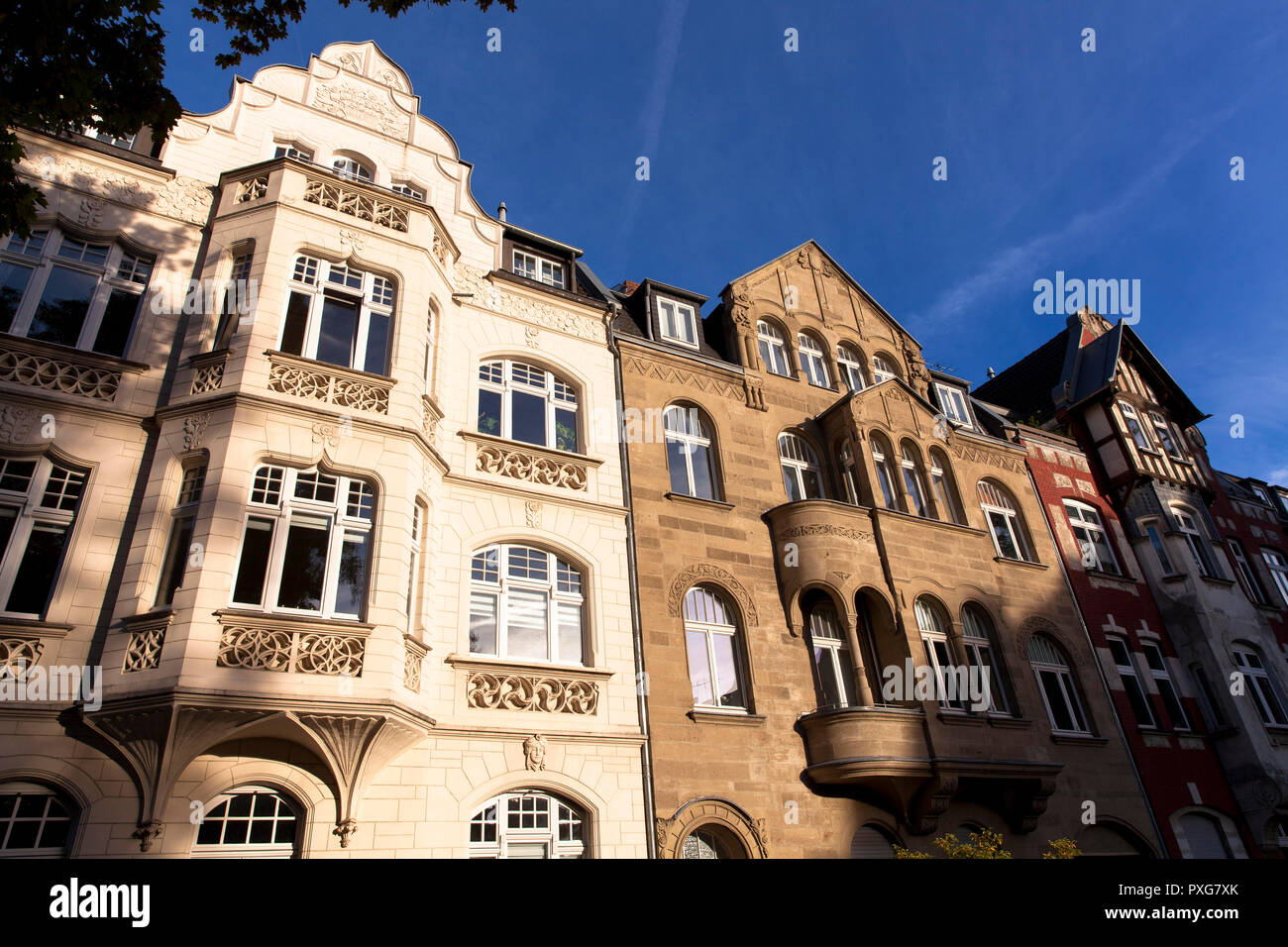 houses at Buelow street in the district Nippes, Cologne, Germany.  Haeuser in der Buelowstrasse im Stadtteil Nippes, koeln, Deutschland. Stock Photo