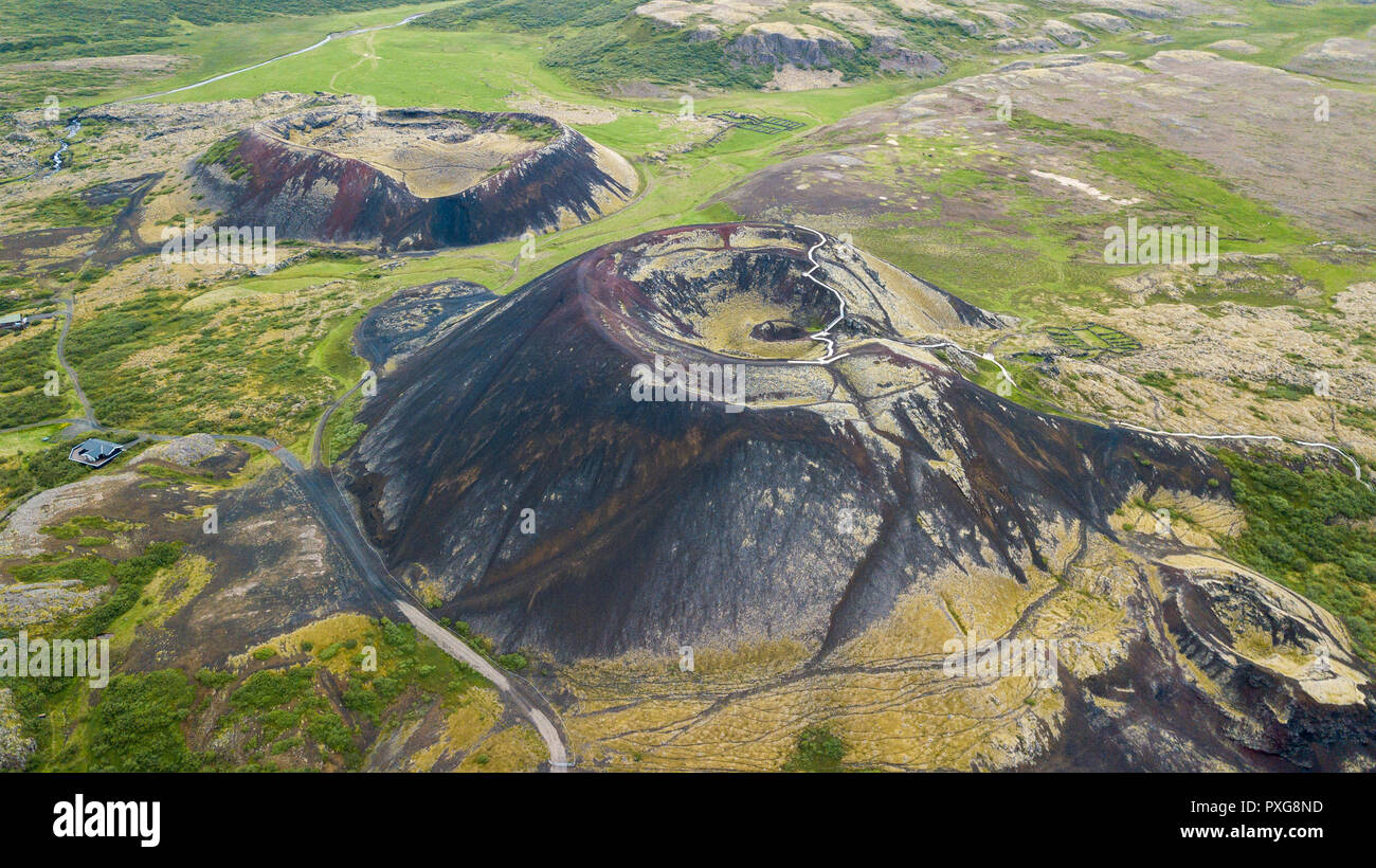 Grábrók Volcano or Grábrók Crater, Bifrost, Iceland Stock Photo