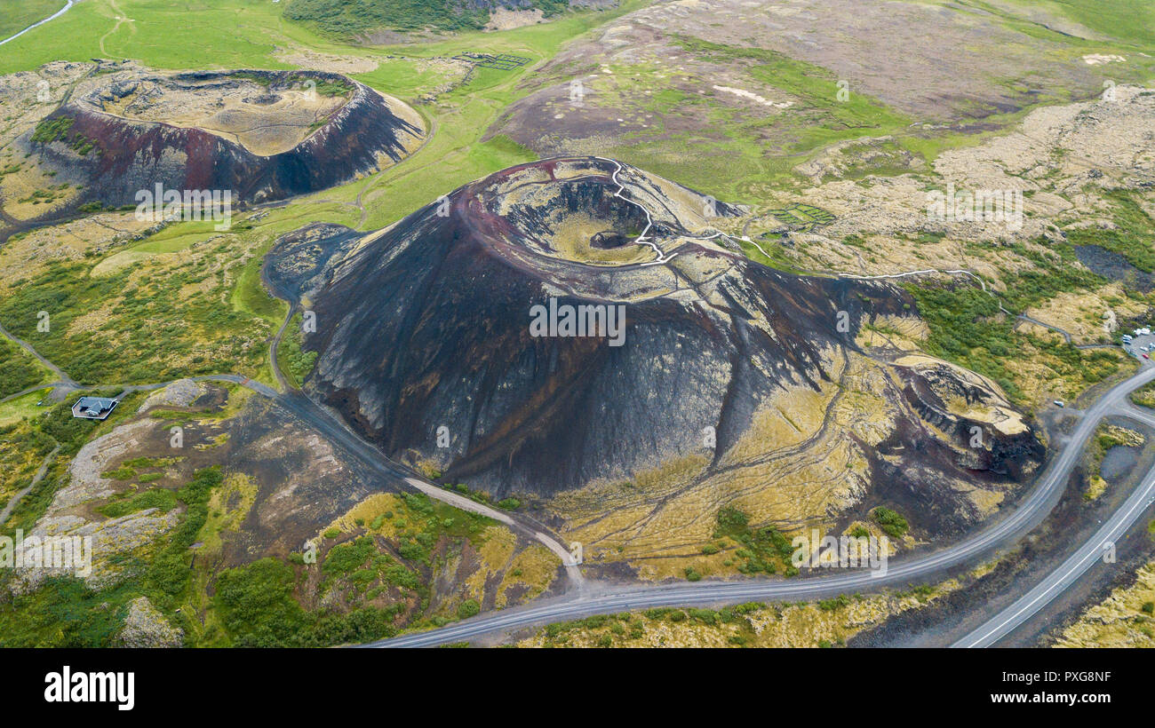 Grábrók Volcano or Grábrók Crater, Bifrost, Iceland Stock Photo