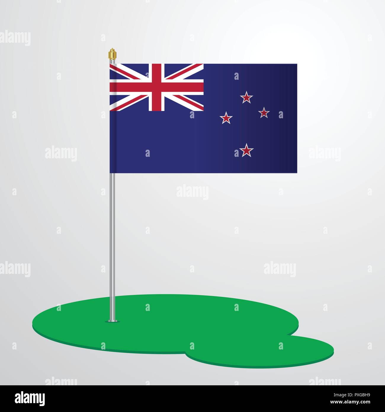 New Zealand Flag Pole Stock Vector