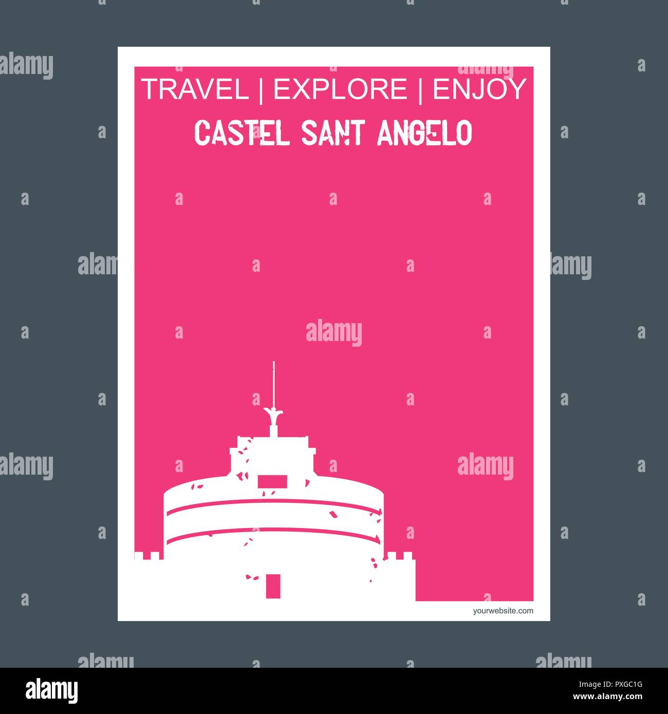 Castel Sant Angelo Rome, Italy. monument landmark brochure Flat style and typography vector Stock Vector