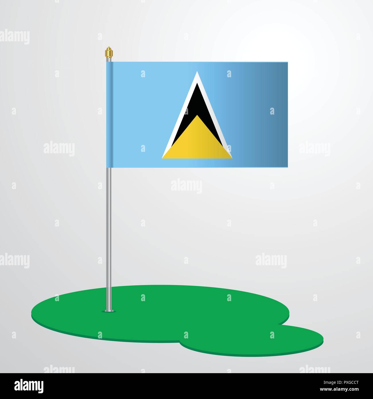 Saint Lucia Flag Pole Stock Vector