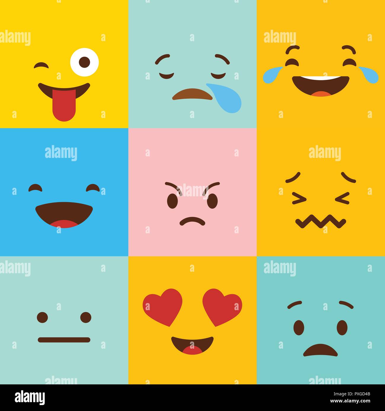 Colorful square emojis set vector Stock Vector Image & Art - Alamy