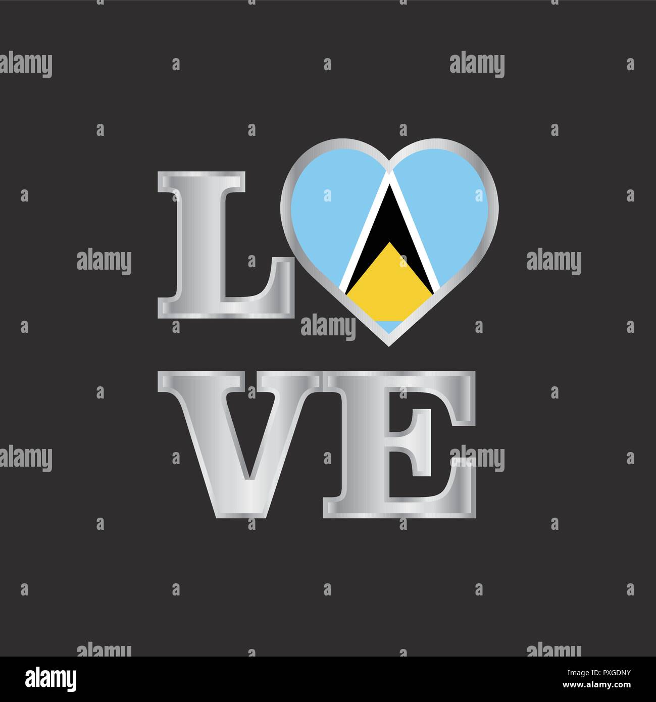 Love typography Saint Lucia flag design vector beautiful lettering Stock Vector