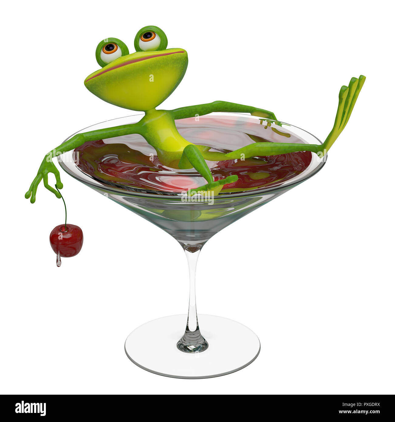3D Illustration of a Frog in a Wine Glass on a White Background Stock Photo  - Alamy