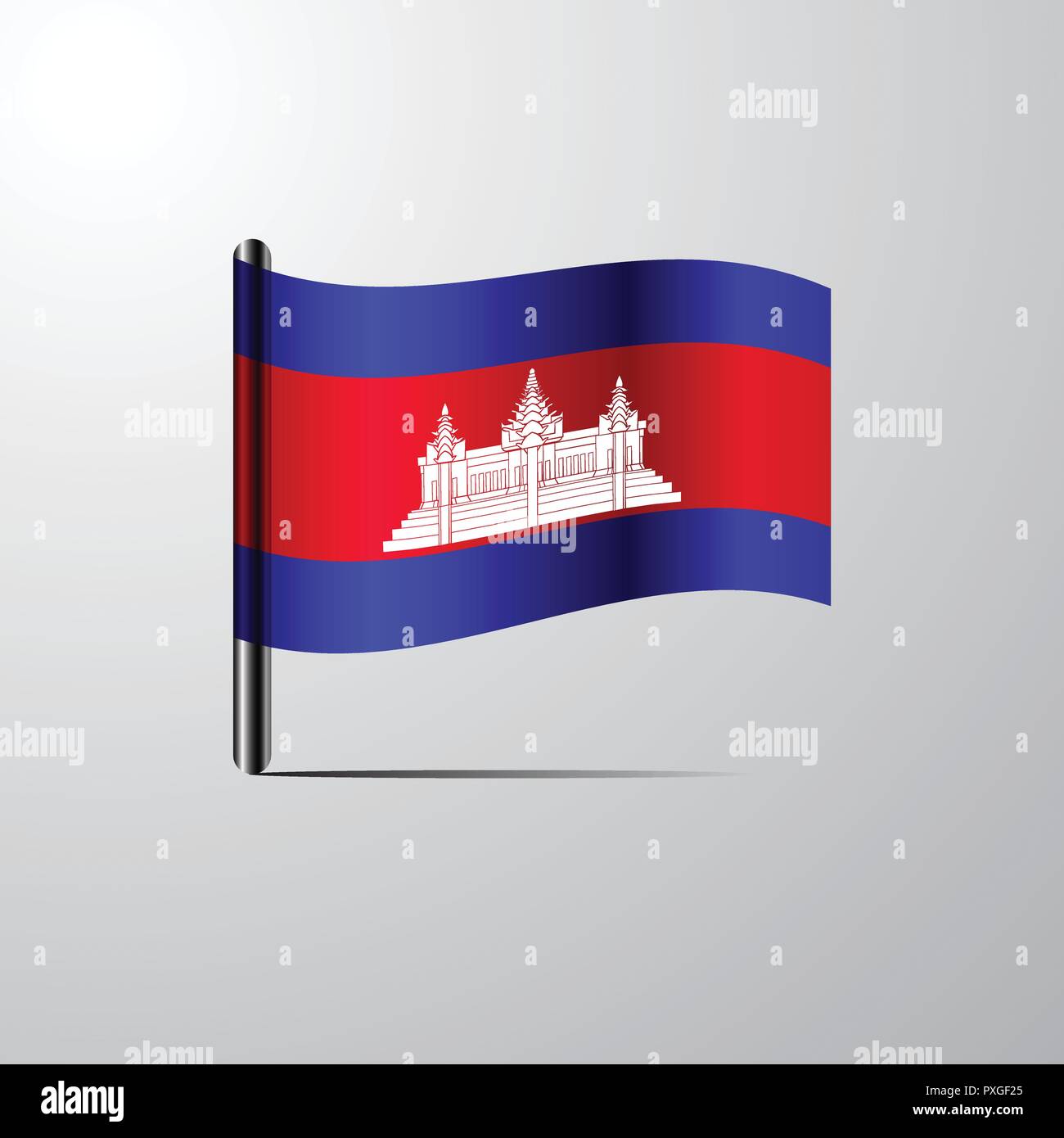 Cambodia waving Shiny Flag design vector Stock Vector