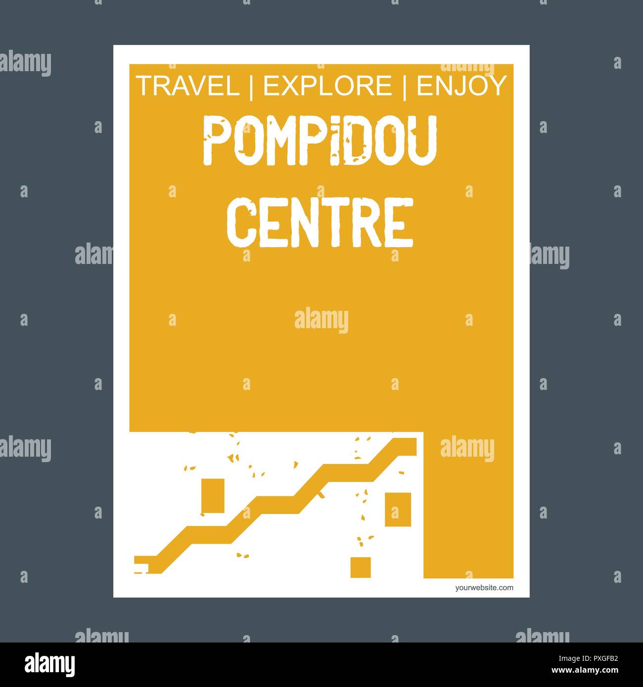 Pompidou Centre Paris, France monument landmark brochure Flat style and typography vector Stock Vector