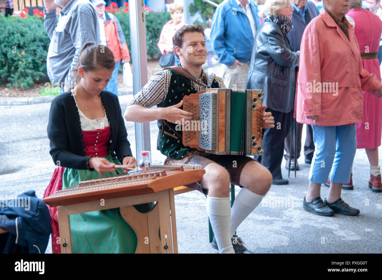 Tyrolean musician in traditional dress. Photographed in Neustift im Stubaital Tyrol, Austria. Stock Photo