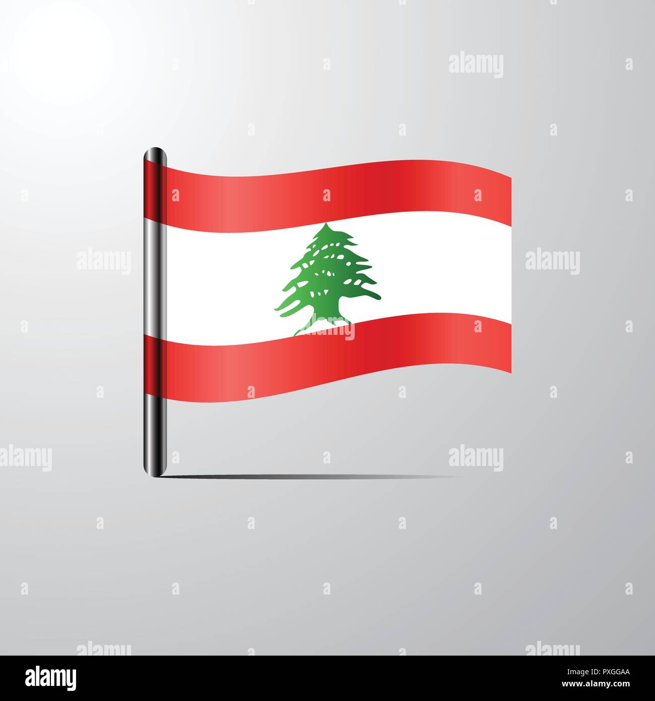 Lebanon waving Shiny Flag design vector Stock Vector