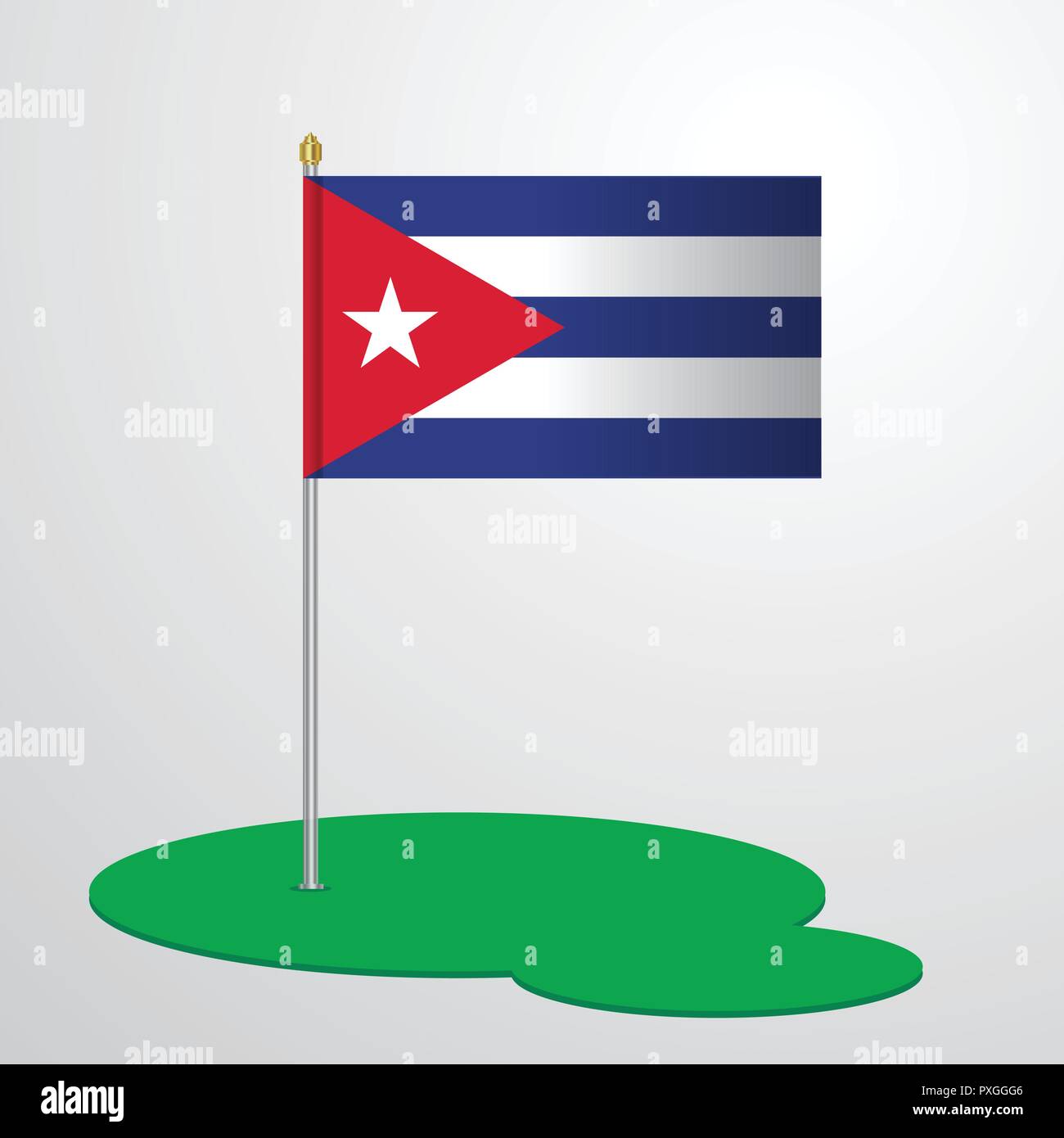 Cuba Flag Pole Stock Vector
