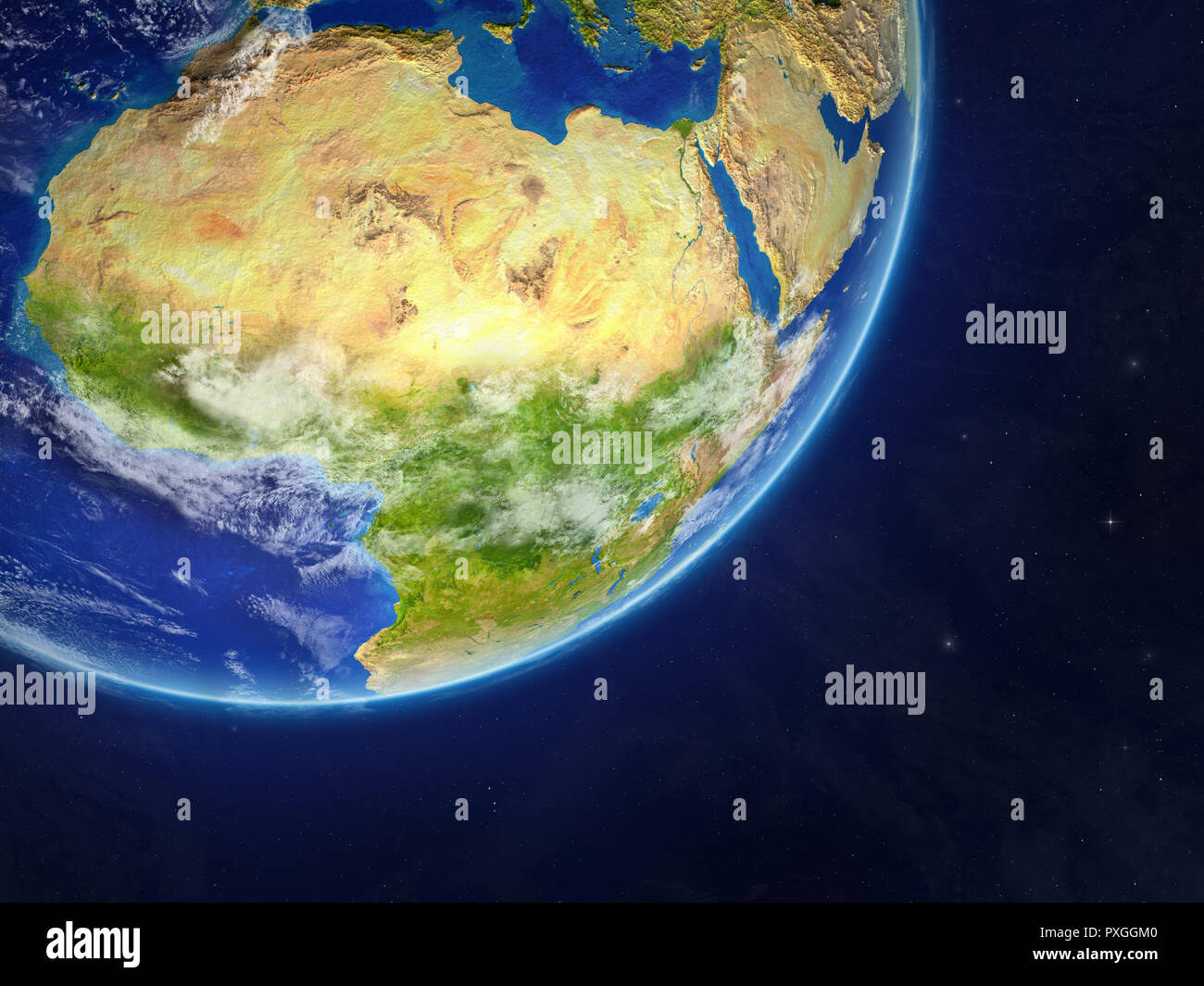 Africa on realistic model of planet Earth with very detailed planet ...