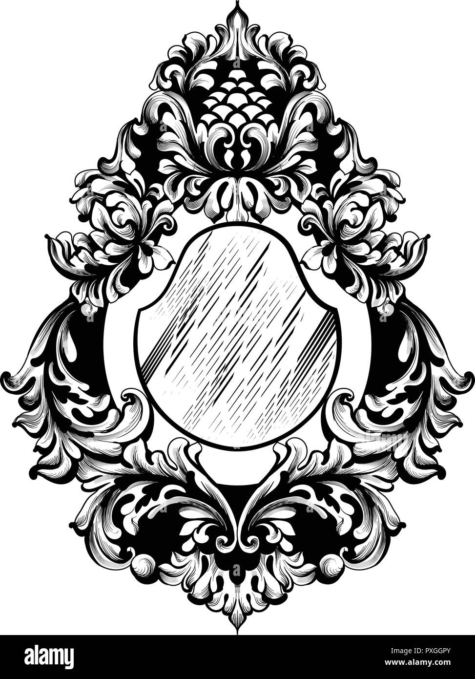 Baroque Mirror frame Vector. French Imperial Luxury rich intricate