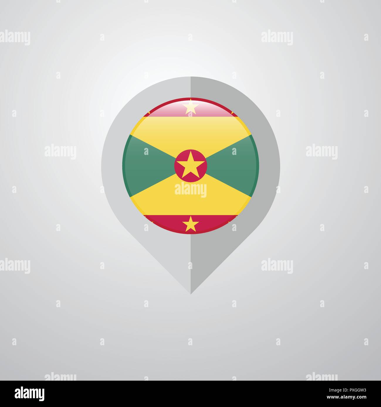 Map Navigation pointer with Grenada flag design vector Stock Vector