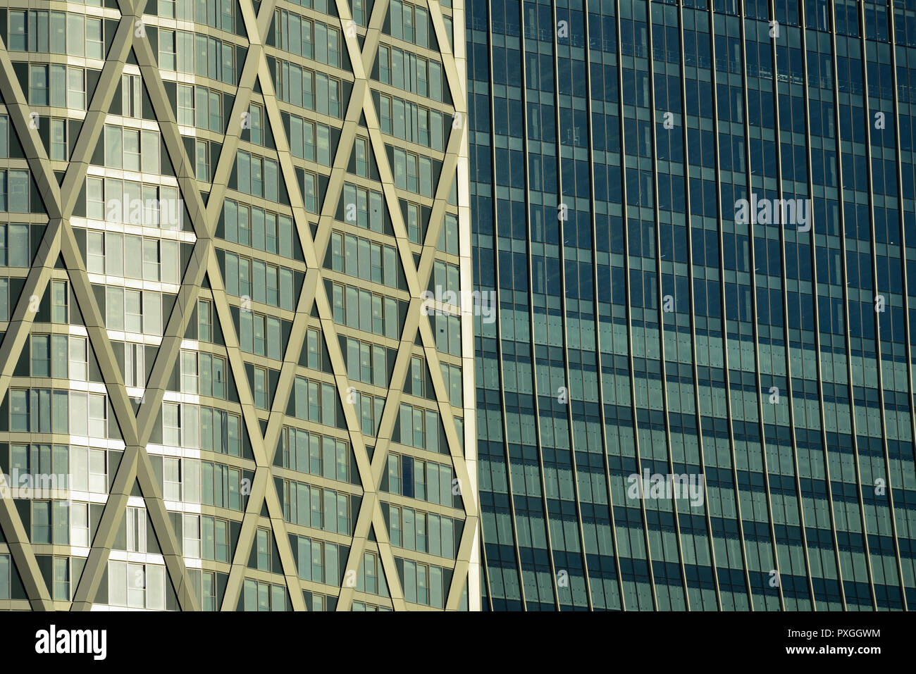 Office and residential development facades, Newfoundland and One Bank Street, Canary Wharf, East London. United Kingdom Stock Photo