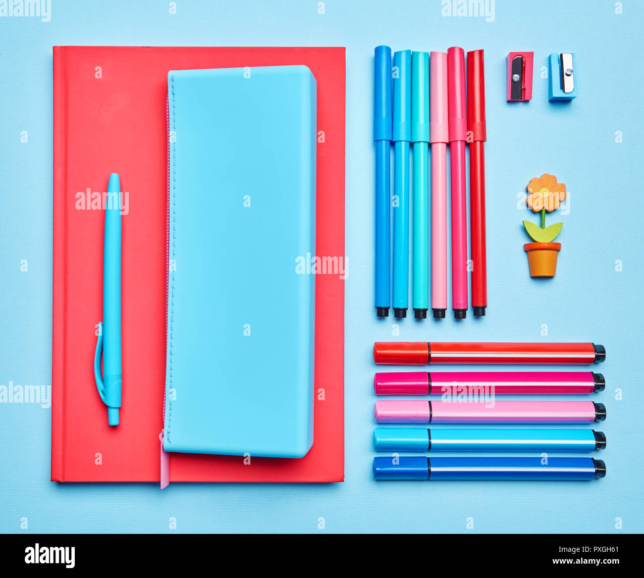 Composition lined with school supplies Stock Photo