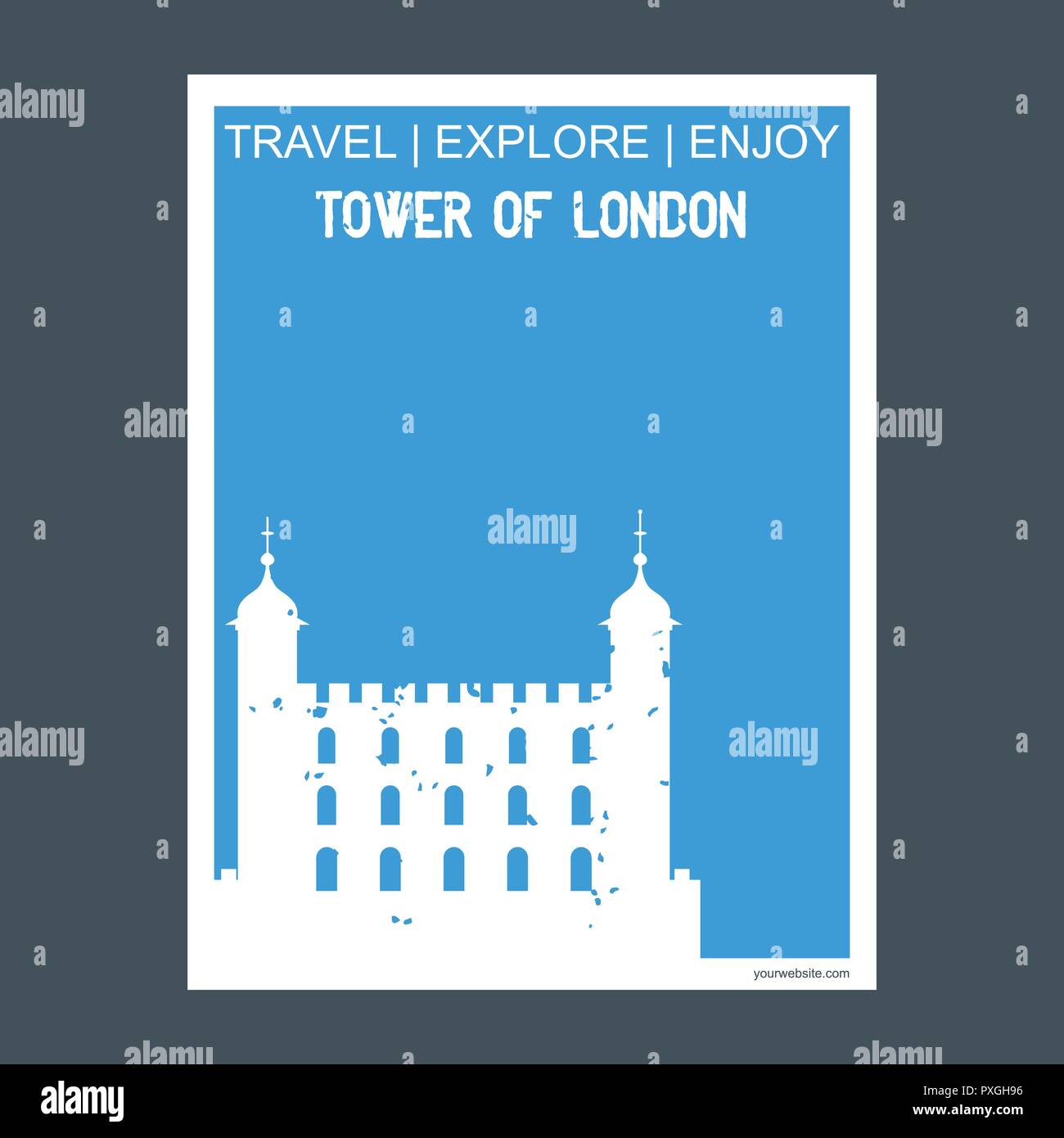 Tower of London , UK monument landmark brochure Flat style and ...