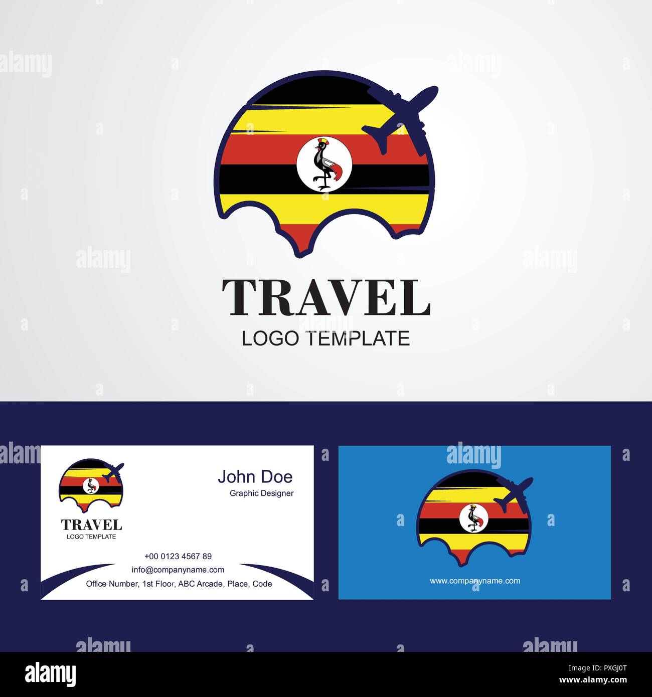 Travel Uganda Flag Logo and Visiting Card Design Stock Vector Image