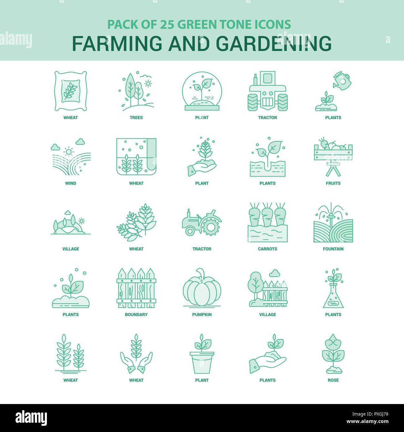 25 Green Farming and Gardening Icon set Stock Vector Image & Art - Alamy