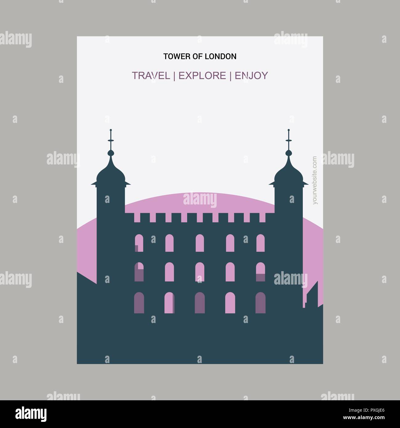 Tower of London , UK Vintage Style Landmark Poster Template Stock Vector