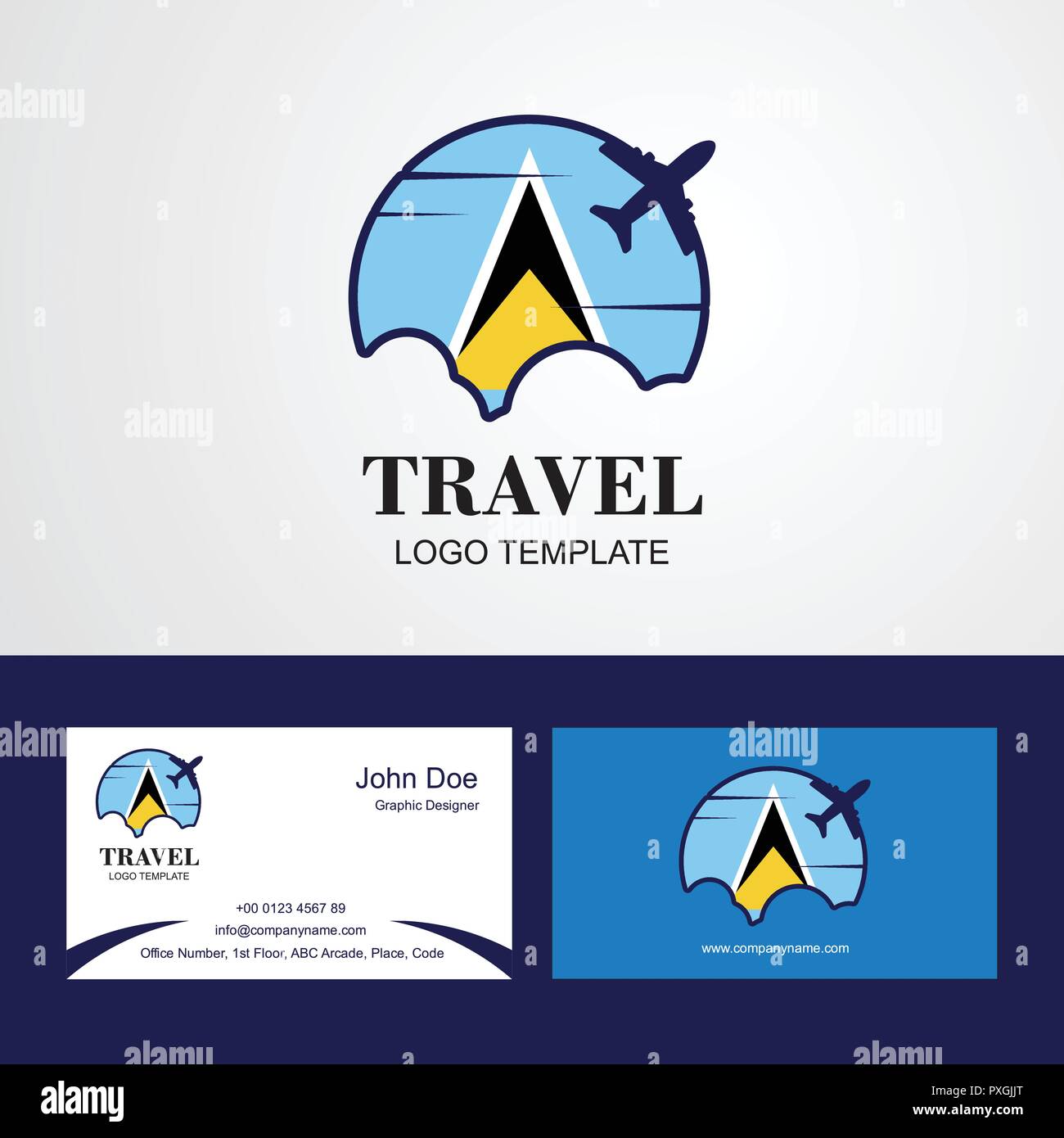 Travel Saint Lucia Flag Logo and Visiting Card Design Stock Vector
