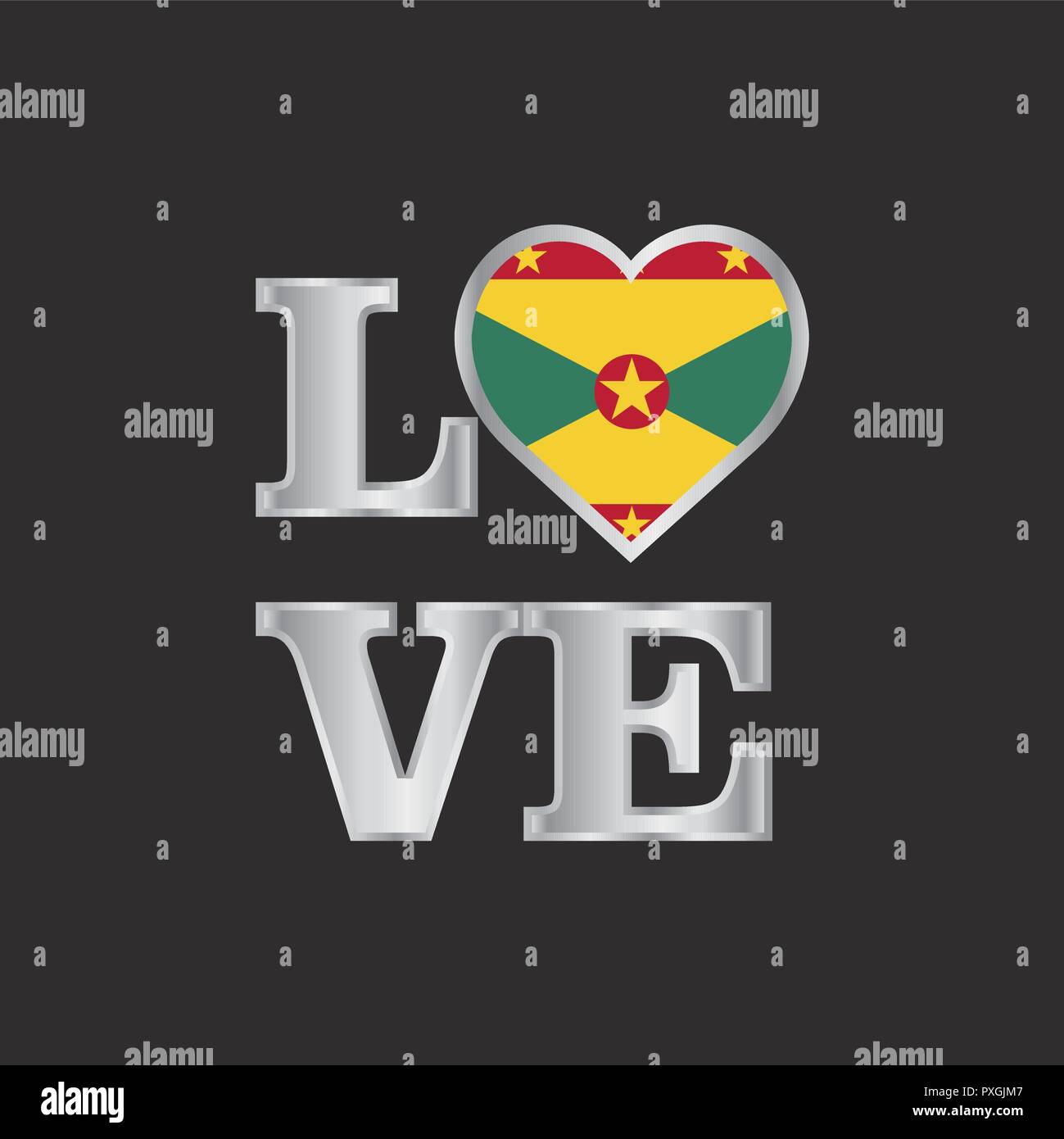 Love typography Grenada flag design vector beautiful lettering Stock Vector