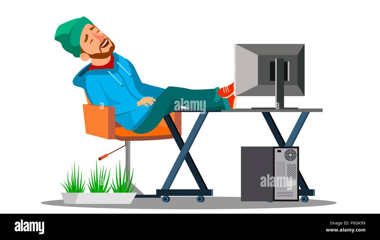 Cartoon Exhausted Employee Sleeping On Stock Photos Cartoon