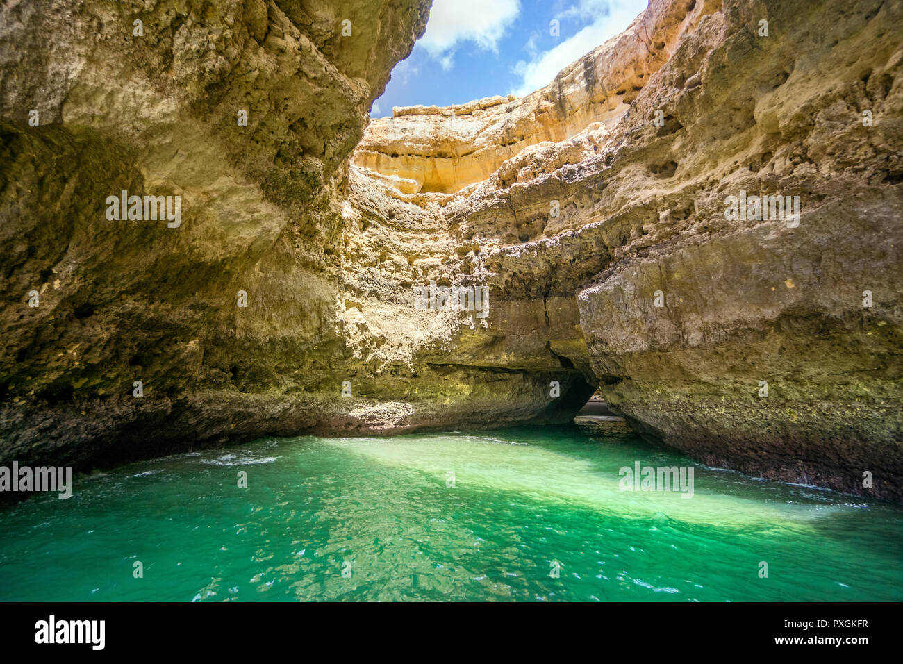 Amazing caves formation on Atlantic coast in Algarve taken from the ...